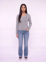 Cable Knit V-Neck Sweater