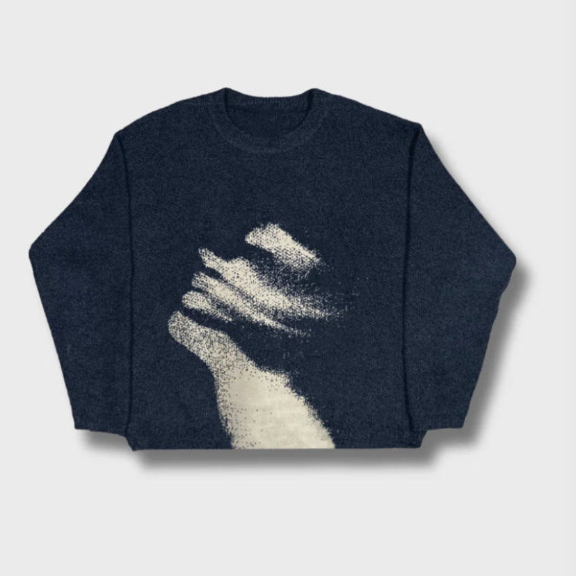 Distorted Graphic Knitted Sweater