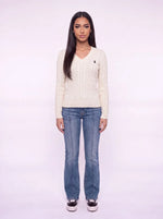 Cable Knit V-Neck Sweater