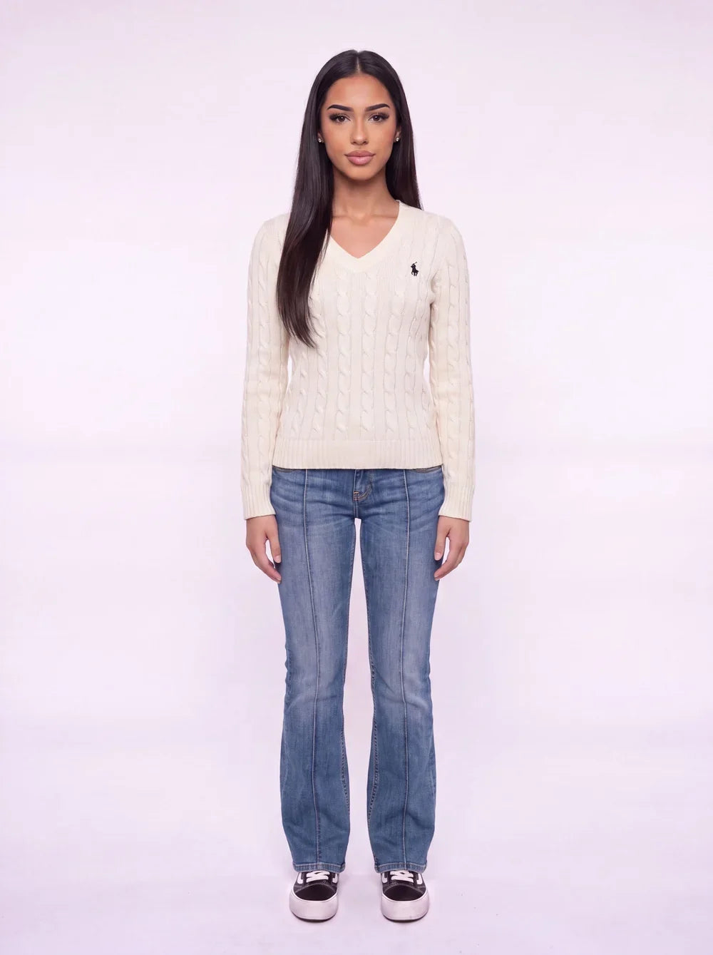 Cable Knit V-Neck Sweater