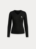 Cable Knit V-Neck Sweater