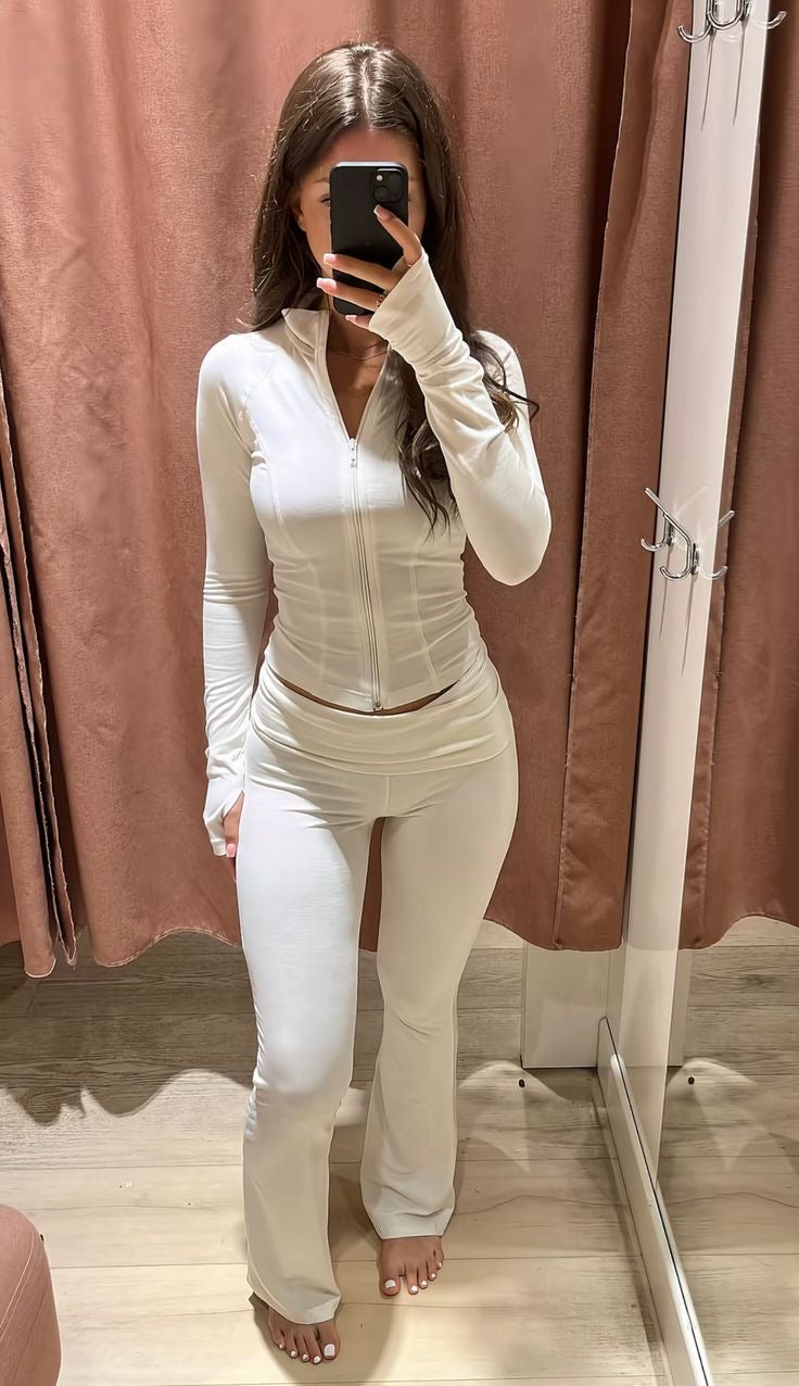 Low-Rise Turn-Up Flared Jogger Jeans
