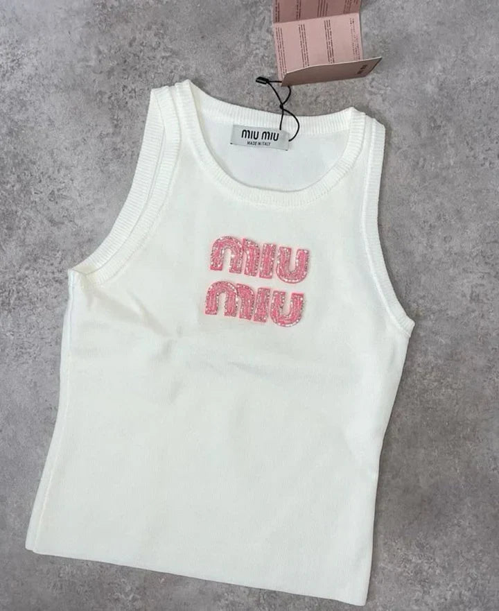 "MIU" PINK LETTER TANK TOP