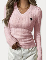 Cable Knit V-Neck Sweater