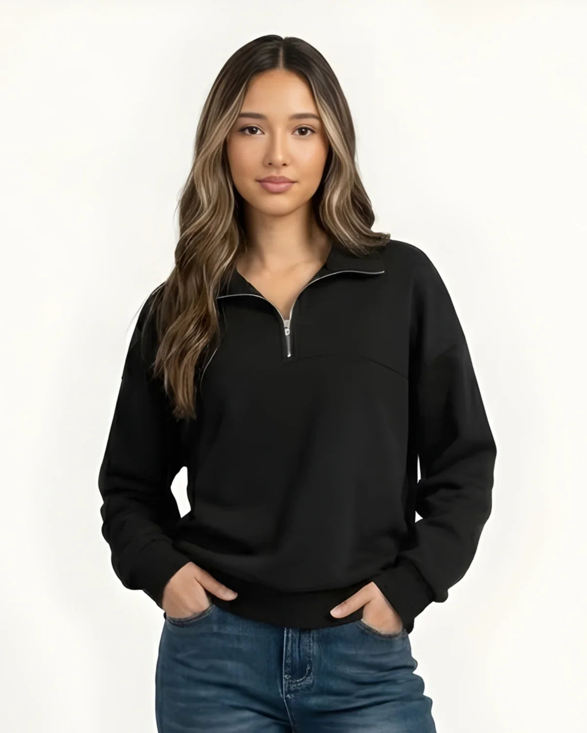 HALFMOON ZIP SWEATER