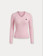 Cable Knit V-Neck Sweater