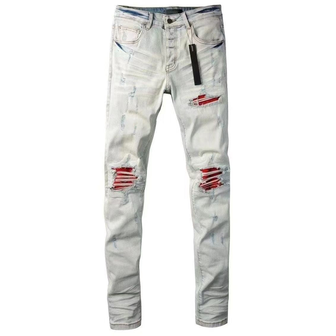 AMR WHITE & RED JEANS