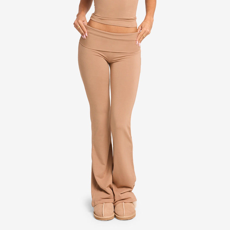 Low-Rise Turn-Up Flared Jogger Jeans